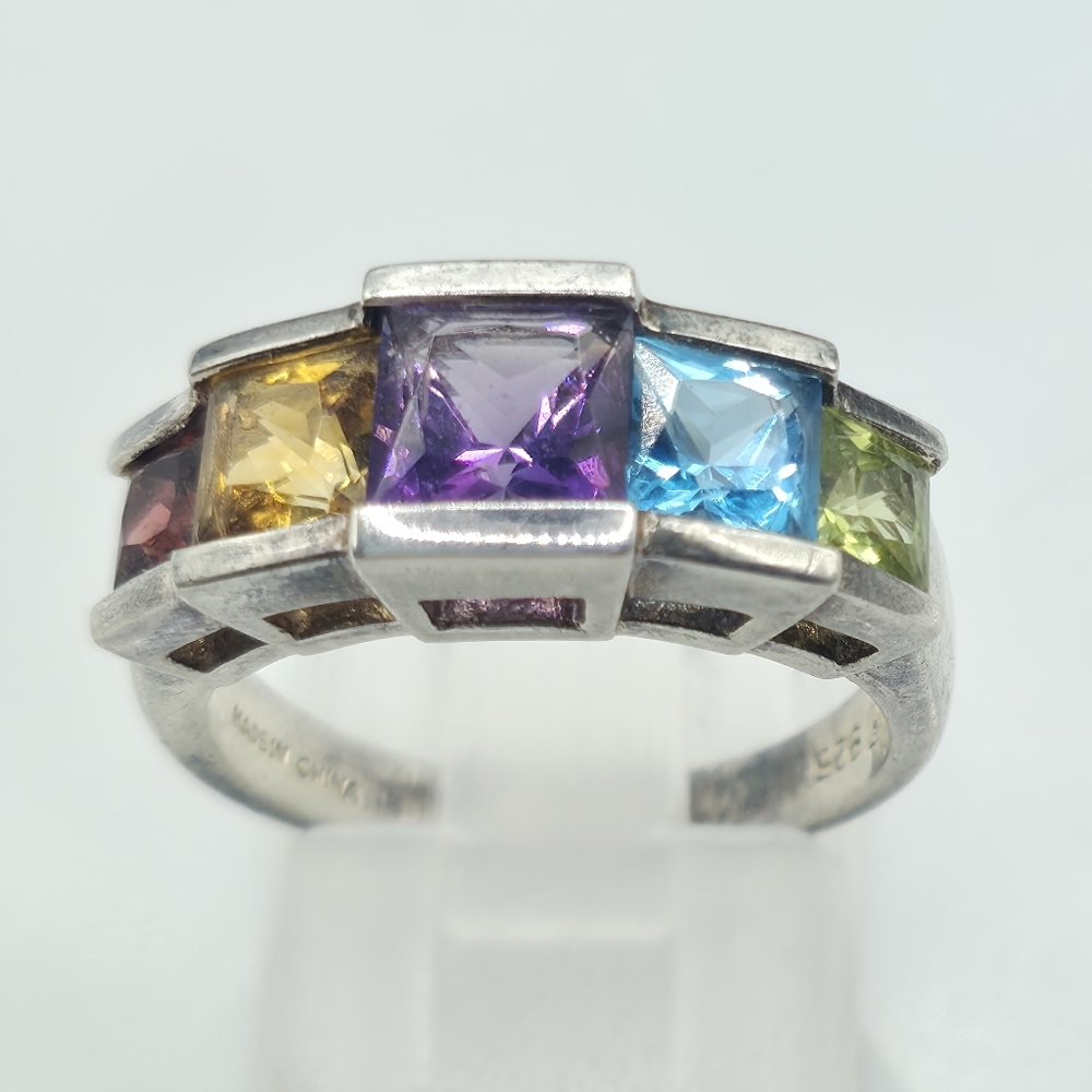 MICHELLE ALBALA Genuine Amethyst Topaz Garnet Citrine Peridot Gemstone Ring